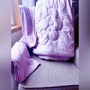 Kids Lavender Floral Quilted Comforter Set-Twin